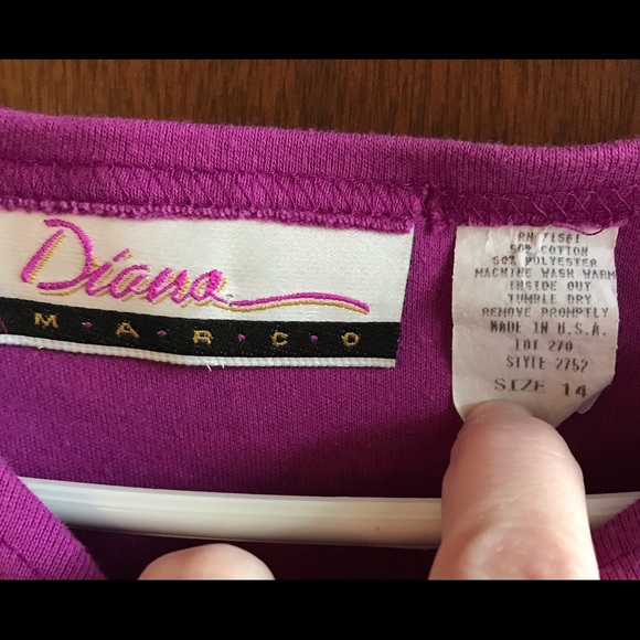 Vintage 90s Oversized Graphic Design Hot Fuchsia Shoulder Pad Top Size 14 - Picture 6 of 6